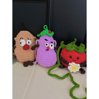 兒童包包新款手工編織馬鈴薯包女孩斜後後背包可愛卡通茄子迷你配飾小包