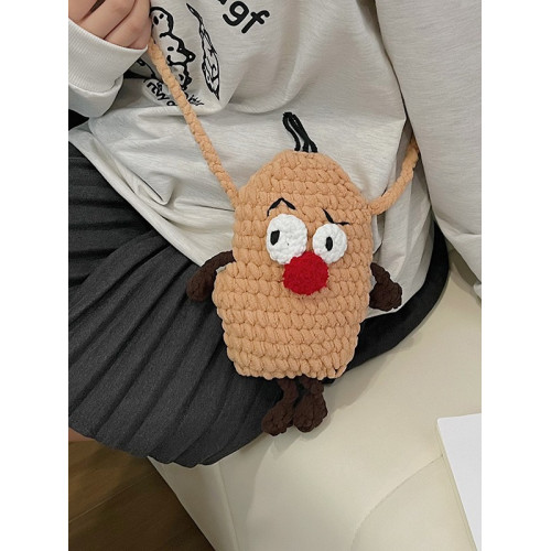 兒童包包新款手工編織馬鈴薯包女孩斜後後背包可愛卡通茄子迷你配飾小包