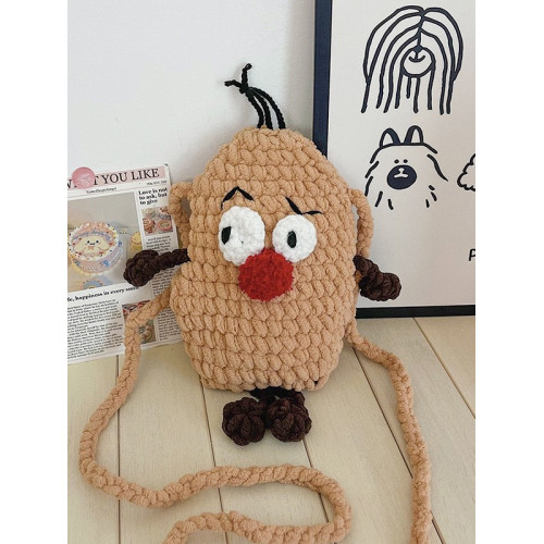 兒童包包新款手工編織馬鈴薯包女孩斜後後背包可愛卡通茄子迷你配飾小包