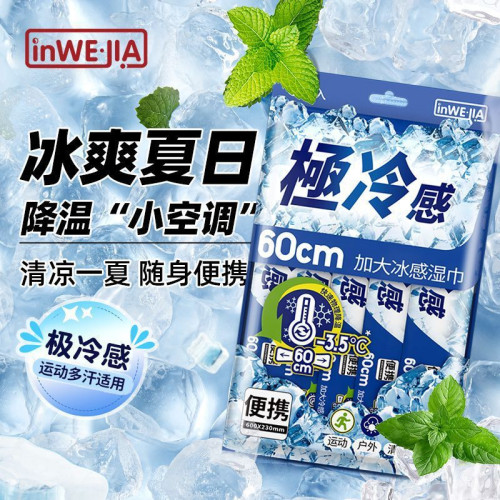 冷感冰涼濕巾夏季薄荷降溫神器濕紙巾軍訓戶外清涼擦汗止汗提神