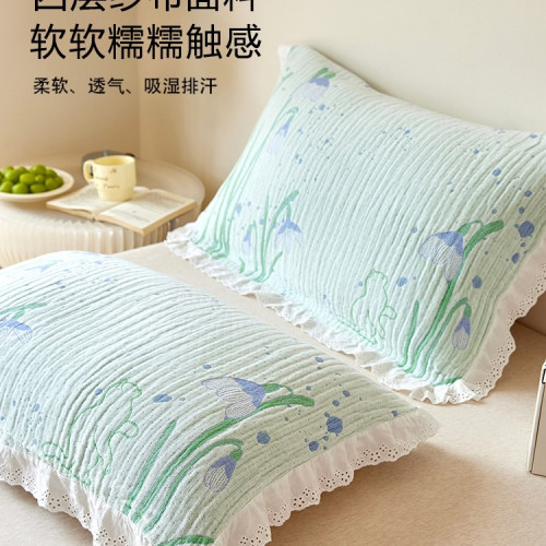 夏季竹棉枕巾蓋竹纖維枕頭巾一對涼感枕巾墊夏天2025新款枕頭蓋巾