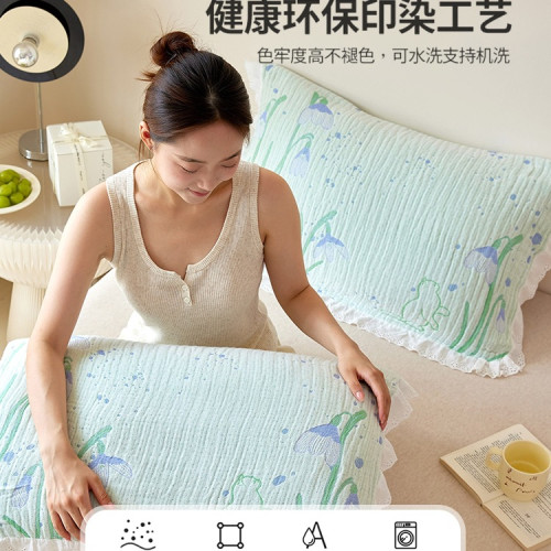 夏季竹棉枕巾蓋竹纖維枕頭巾一對涼感枕巾墊夏天2025新款枕頭蓋巾
