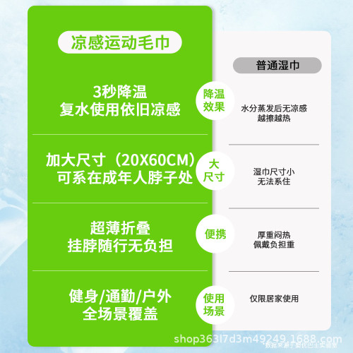 涼感運動毛巾速乾吸汗健身擦汗巾跑步羽毛球降溫冰感毛巾3包