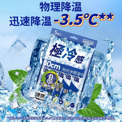 【新人立減5元】清涼濕巾可攜式冷感冰涼感降溫薄荷提神運動除汗