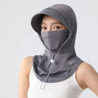 夏天防曬面罩帽子一體冰感透氣頭套護頸騎行防風帽簷全臉遮陽面紗
