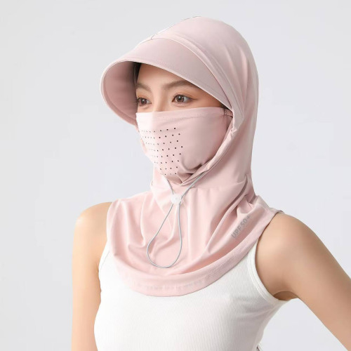 夏天防曬面罩帽子一體冰感透氣頭套護頸騎行防風帽簷全臉遮陽面紗