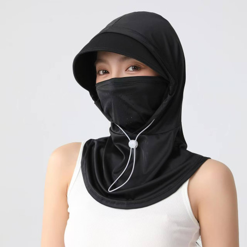 夏天防曬面罩帽子一體冰感透氣頭套護頸騎行防風帽簷全臉遮陽面紗