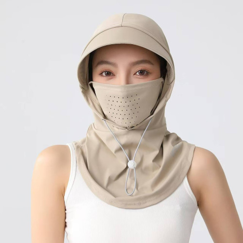 夏天防曬面罩帽子一體冰感透氣頭套護頸騎行防風帽簷全臉遮陽面紗