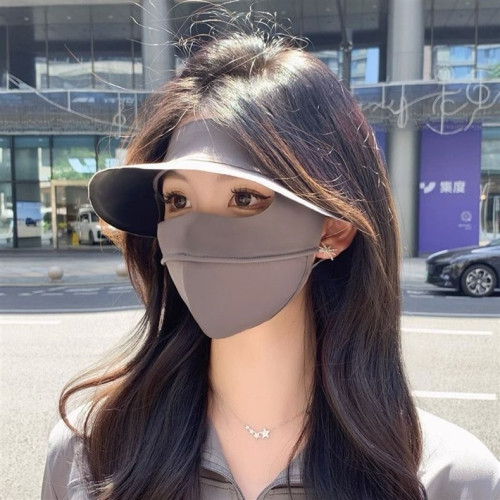 夏季百搭護頸日韓版防曬面罩夏季遮陽帽防紫外線遮臉面罩防曬帽子