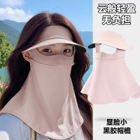 防曬面罩帽子一體女防紫外線騎車透氣冰絲口罩遮臉開車遮陽臉基尼