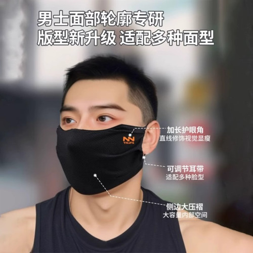 防曬口罩男潮款防紫外線2025新款加大夏季薄款冰絲面罩3D立體防風