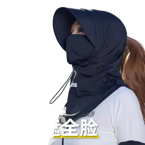 夏季遮陽帽女騎車防紫外線大簷帽子護全臉護頸透面罩防曬全臉口罩