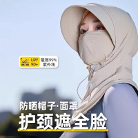全臉遮陽帽子女夏季防曬帽防紫外線戶外騎行護頸一體面罩太陽帽子