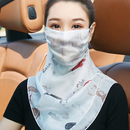 桑蠶絲真絲口罩護頸透氣薄款夏季防曬面紗女戶外遮臉遮陽面罩