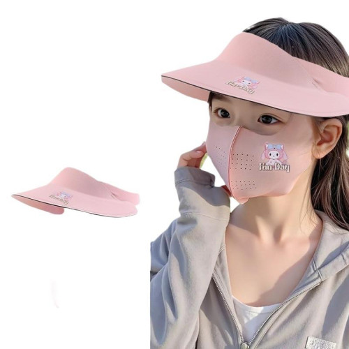 美樂蒂立體護頸臉基尼兒童帶帽簷臉罩防紫外線口罩全防護面罩