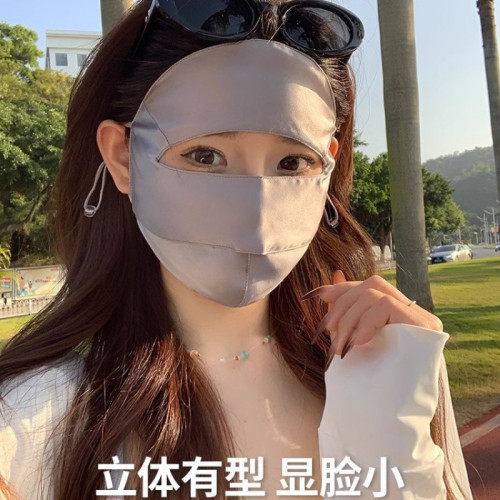 100%桑蠶絲防曬面罩女全臉遮陽防紫外線透氣輕薄醫美臉基尼防藍光