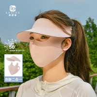 可拆卸帶帽簷防曬面罩護頸一體全臉防紫外線女遮陽臉基尼防曬口罩