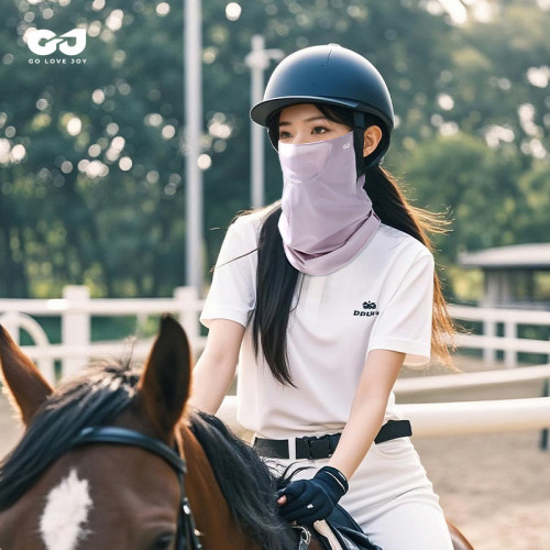 戶外防曬面罩女士遮陽護頸冰絲口罩騎行防紫外線面紗掛耳馬術面巾