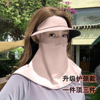 黑膠面罩軟頂全包一體護頸冰絲口罩防紫外線戶外遮陽臉基尼女