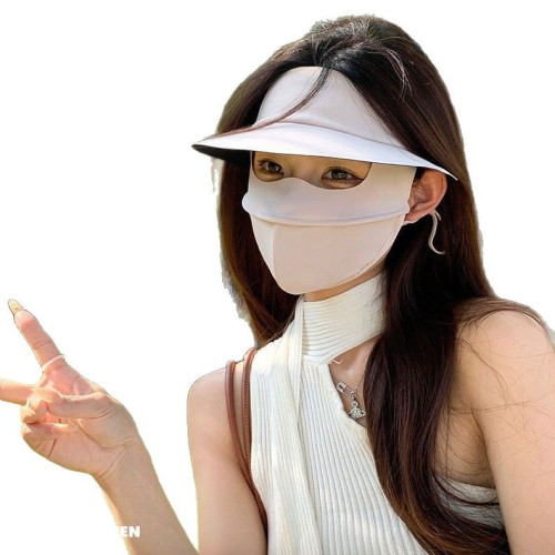 臉基尼 黑膠防曬面罩全臉防曬口罩防紫外線女透氣遮陽帽太陽臉罩