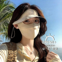 新款防曬口罩冰絲薄款防紫外線修型透氣防風全臉面罩臉基尼大帽簷