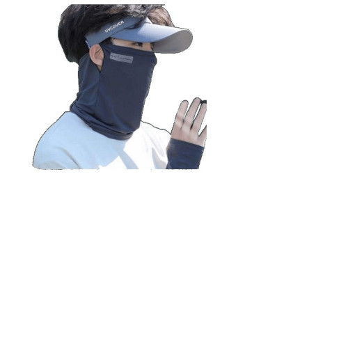 冰絲騎行防曬面罩男士防紫外線登山遮全臉面紗男款冰袖防曬帽套裝