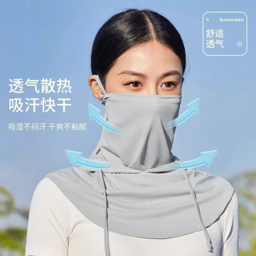 防曬面罩女帽子一體護頸全臉防紫外線頭盔騎行頭套罩冰絲圍脖男新