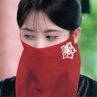 古代耳古裝漢服掛刺綉花面紗紗巾古風漢服復遮陽矇面遮臉超仙新款