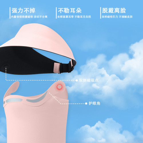 錦綸護頸磁吸防曬帽女遮陽防護帽戶外運動太陽帽全臉防曬面罩護脖