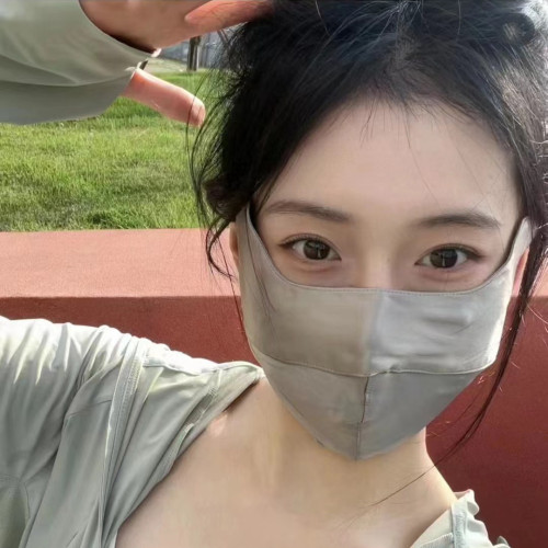UPF50+桑蠶絲雙層真絲防曬口罩加大防紫外線遮陽面罩騎行