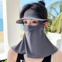 防曬帽子口罩一體春秋3d立體黑膠款防紫外線2024夏季防風冰絲面罩