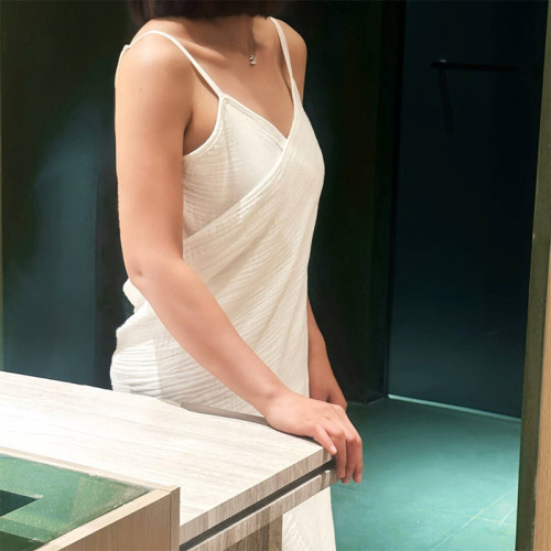 可穿式速乾紗布吊帶浴巾2025新款棉質法式成人浴裙女款大人裹全身