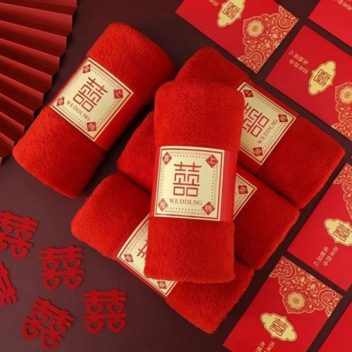 20條紅色毛巾喜事結婚用品家用成人洗臉洗澡擦頭巾速乾吸水不毛廠