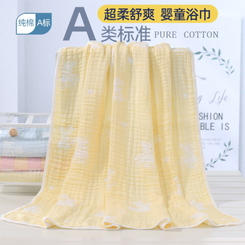 嬰兒浴巾兒童紗布寶寶吸水洗澡鬥篷帶帽毛巾抱被包巾