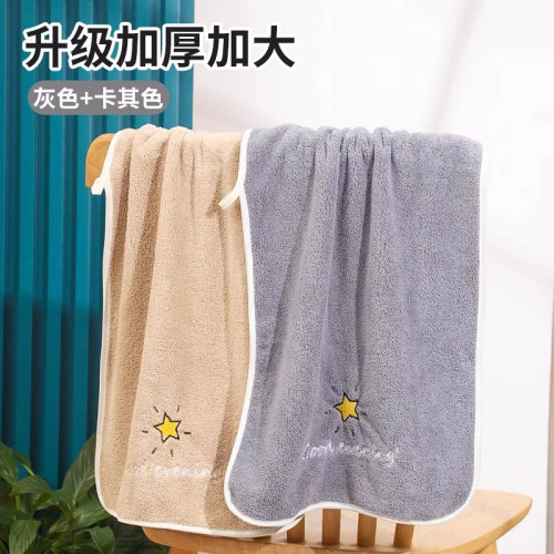 珊瑚絨毛巾速乾不掉毛家用兩條裝76cm*37cm