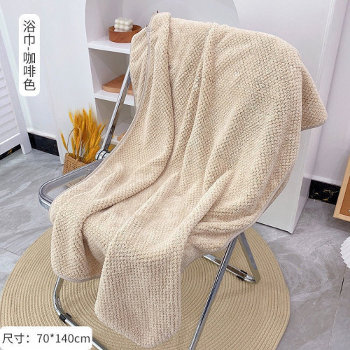菠蘿格浴巾加厚吸水速乾沙灘巾珊瑚絨家用成人洗澡毛巾包邊