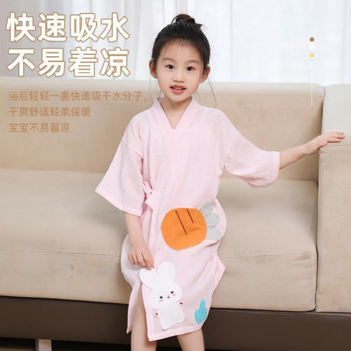 兒童浴巾鬥篷寶寶可穿裹浴袍夏季純棉吸水中大童遊泳大人親子浴衣
