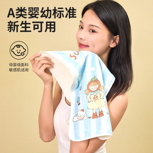 兒童洗臉毛巾a類手巾比純棉吸水速乾寶寶家用面巾新款卡通幼兒園