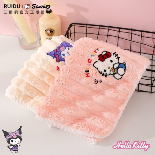 hellokitty卡通毛巾兒童珊瑚家用洗臉巾吸水速乾不毛兒童面巾