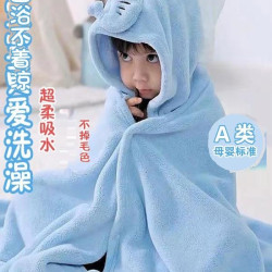兒童浴巾連帽鬥篷洗澡遊泳吸水速乾可穿寶寶蓋毯男童女童卡通浴袍