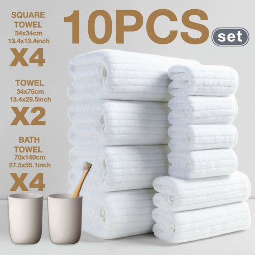 德國2026新款10件套條紋珊瑚絨浴巾毛巾方巾柔軟速乾