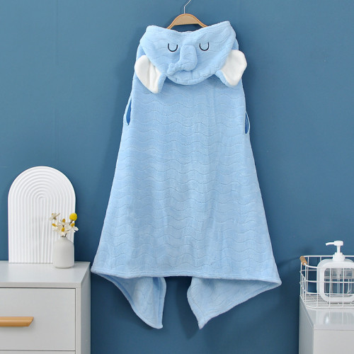 兒童浴巾鬥篷帶帽女童男寶寶浴袍嬰兒洗澡比純棉吸水可穿大童小孩