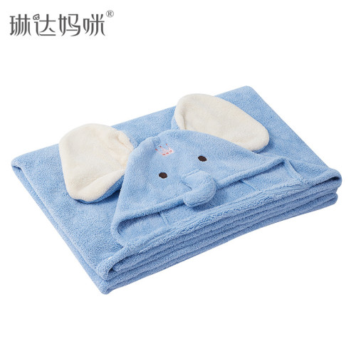 兒童浴巾鬥篷帶帽超柔吸水洗澡毛巾穿衣式防風保暖微米浴巾加厚款