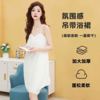 珊瑚絨吊帶浴巾浴裙菠蘿格吸水速乾不易掉毛新款浴裙