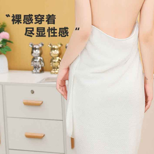 珊瑚絨吊帶浴巾浴裙菠蘿格吸水速乾不易掉毛新款浴裙