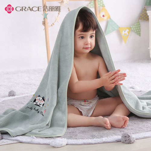 潔麗雅兒童浴巾A類嬰幼兒刺綉柔軟親膚寶寶吸水洗澡浴巾裹巾速乾