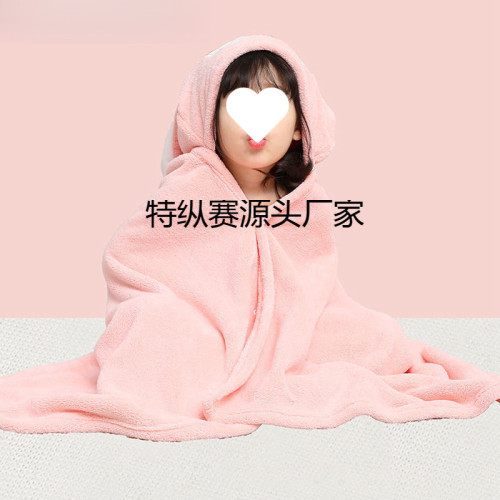 純棉柔軟沐浴小男孩浴袍兒童浴巾帶帽鬥篷寶寶洗澡遊泳女孩披風