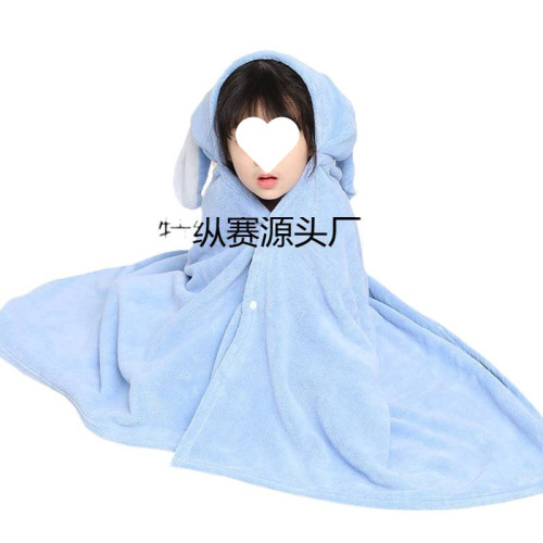 純棉柔軟沐浴小男孩浴袍兒童浴巾帶帽鬥篷寶寶洗澡遊泳女孩披風