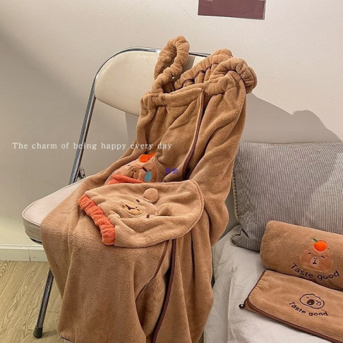 浴巾女學生宿捨浴裙可穿式速乾吸水浴袍乾髮帽洗澡不毛一整套裝