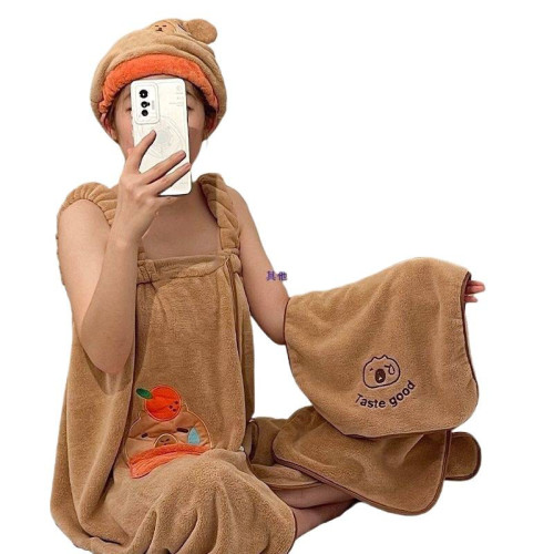 浴巾女學生宿捨浴裙可穿式速乾吸水浴袍乾髮帽洗澡不毛一整套裝